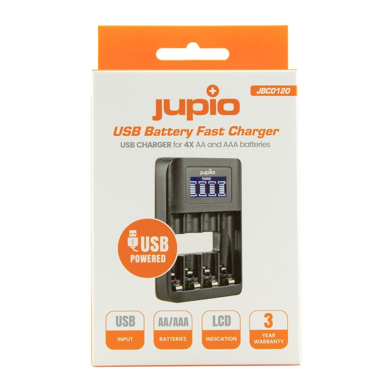USB 4-SLOTS Battery Fast Charger LCD