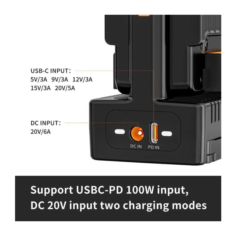 V-Mount Foto Grijpink set (ZG-X99 + D-Tap splitter + V-mount charger) BLACK FRIDAY 2024