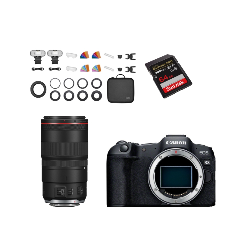 Foto Grijpink Mondfotografie set Canon R8 + Canon RF100mm Macro + Godox MF-12 +Godox X3 Canon + 64GB SD