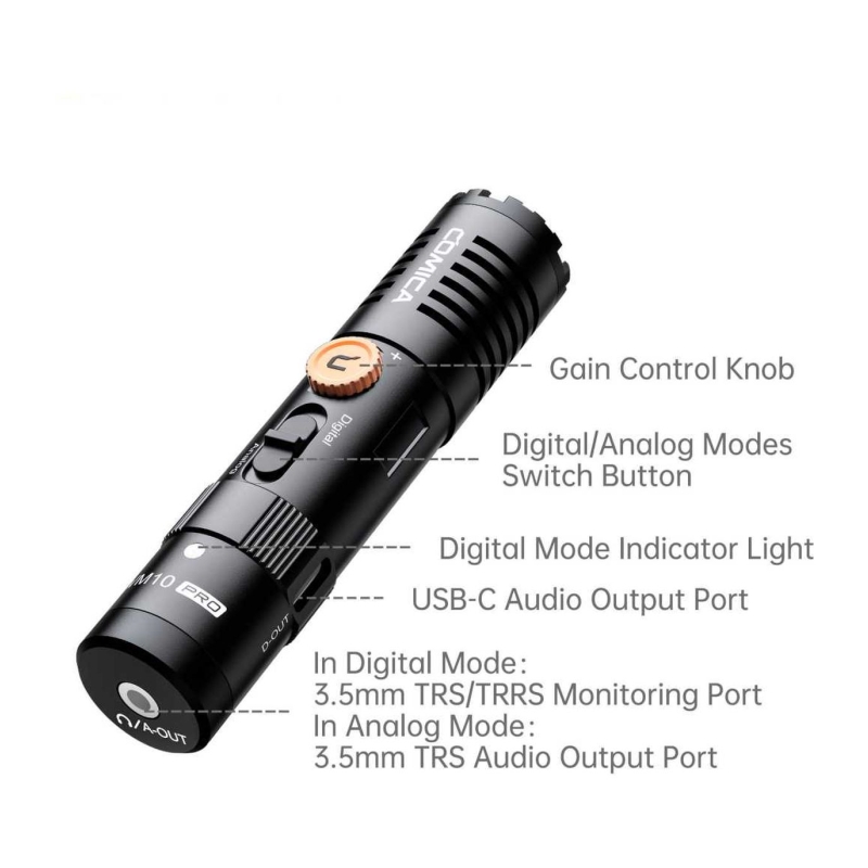 VM10 Pro Compacte Directional Microphone w/ 3.5mm And USB-C