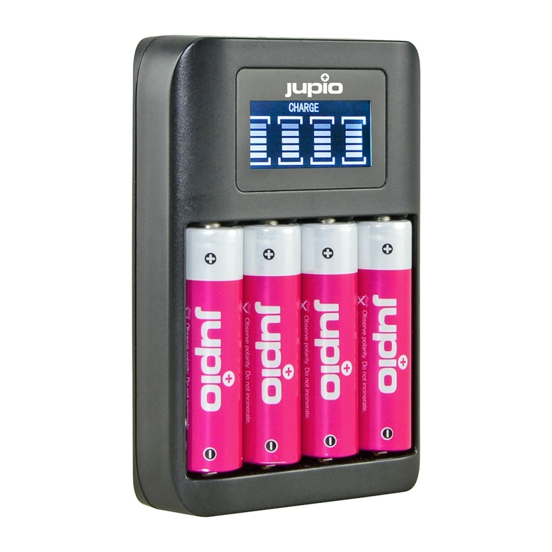 USB 4-SLOTS Battery Fast Charger LCD