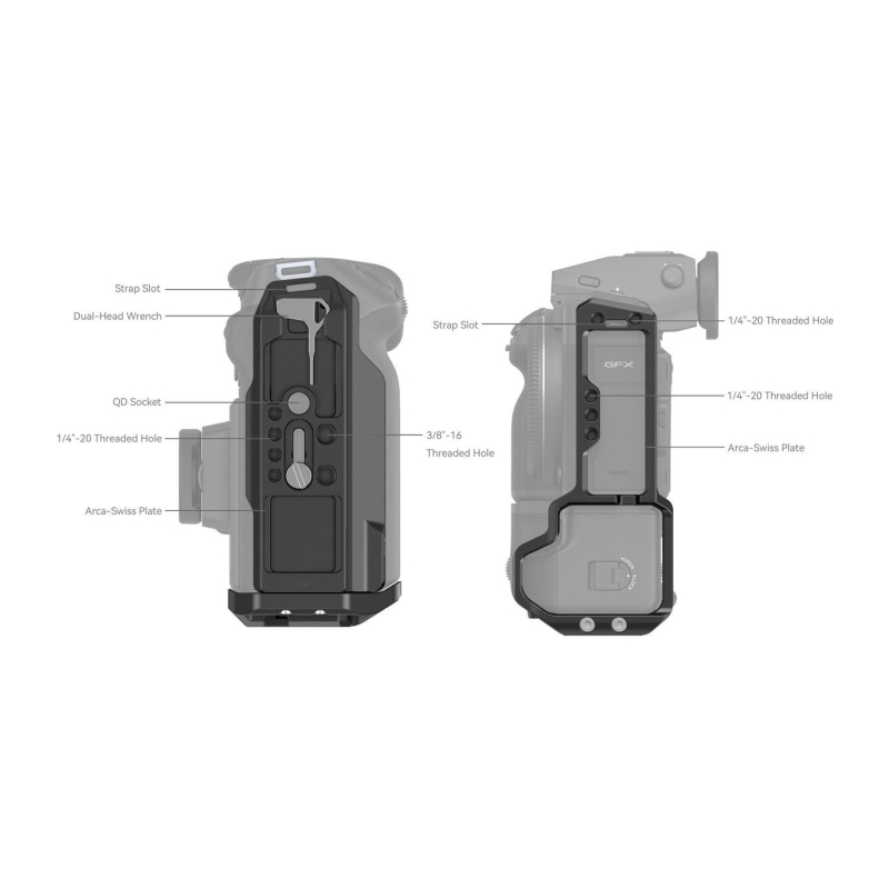 4203 Dedicated L Bracket For GFX100 II w/ VG-GFX100LL Batter