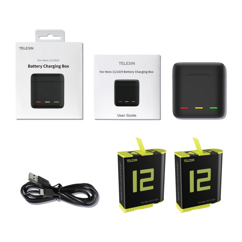 Triple Battery Charger Box + 2x Accu GoPro 9/10/11