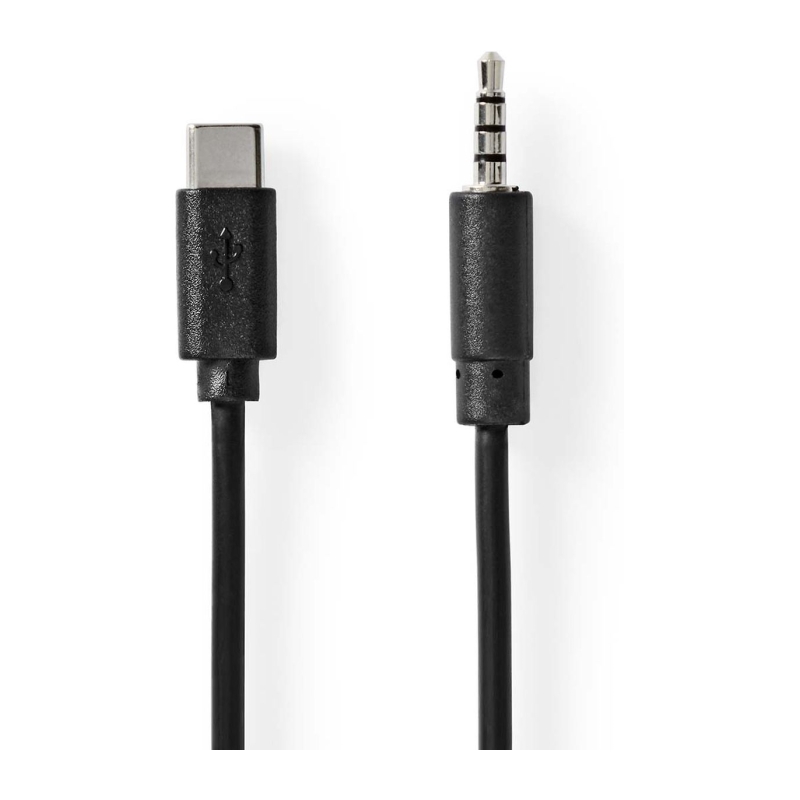 USB-C Adapter USB 2.0 USB-C M 3.5mm M 1.0m Round Nickel Plat