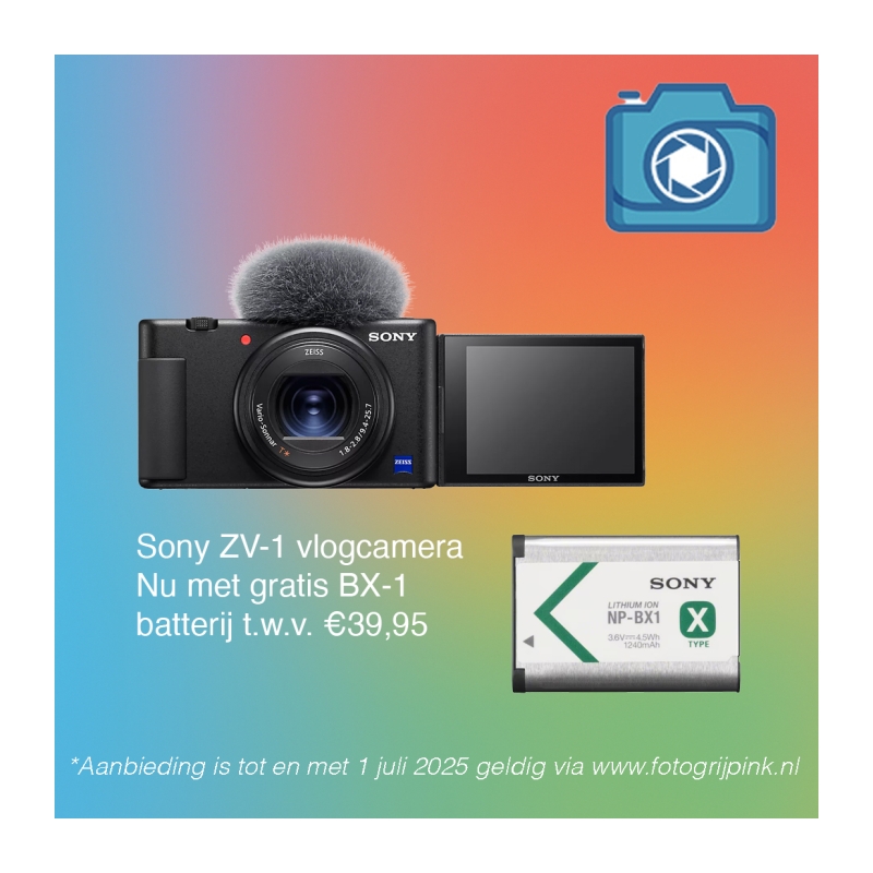 ZV-1 Vlogcamera + extra BX-1 accu - Sony B-stock