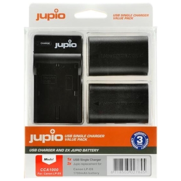 Kit: 2x Battery LP-E6 1700mAh + USB Single Charger