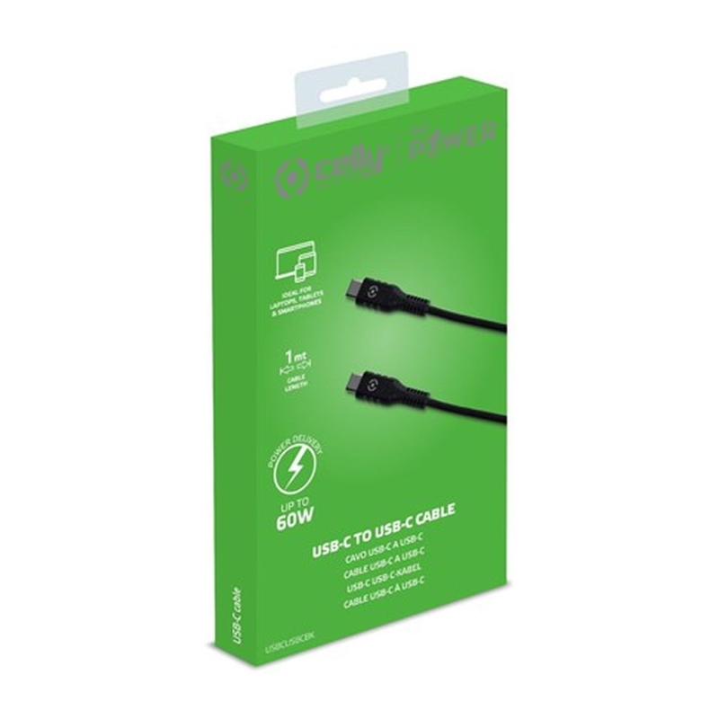 1 Meter Cable USB-C To USB-C Power Delivery 60W Black